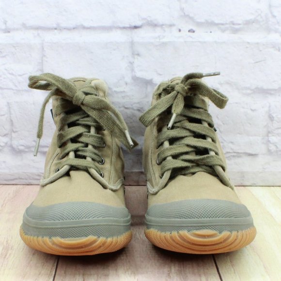 LL Bean Green Canvas Lace Up Casual Ankle Sneakers Shoes Size 7 Medium - Picture 4 of 9